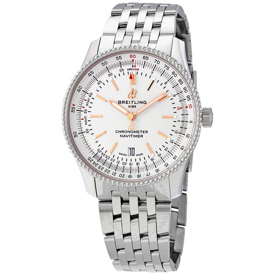 بريتلينغ، ساعة نافيتايمر 1 أوتوماتيكية للرجال بمينا فضي