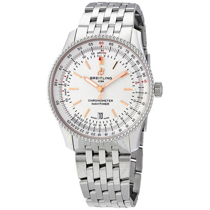 بريتلينغ، ساعة نافيتايمر 1 أوتوماتيكية للرجال بمينا فضي