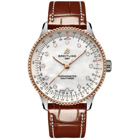 بريتلينغ، ساعة نافيتايمر 36 أوتوماتيكية مرصعة بالألماس للسيدات