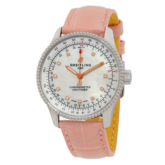 ساعة بريتلينج نافيتايمر أوتوماتيكية كرونومتر مرصعة بالألماس للسيدات