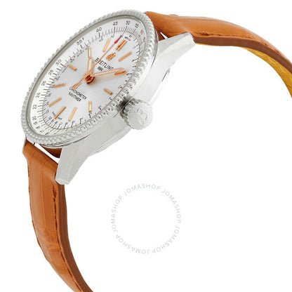 ساعة بريتلينج نافيتايمر أوتوماتيكية كرونومتر بمينا فضية للسيدات