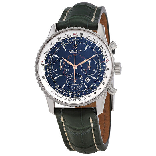 ساعة بريتلينغ نافيتايمر كرونوغراف أوتوماتيكية للرجال بمينا أزرق