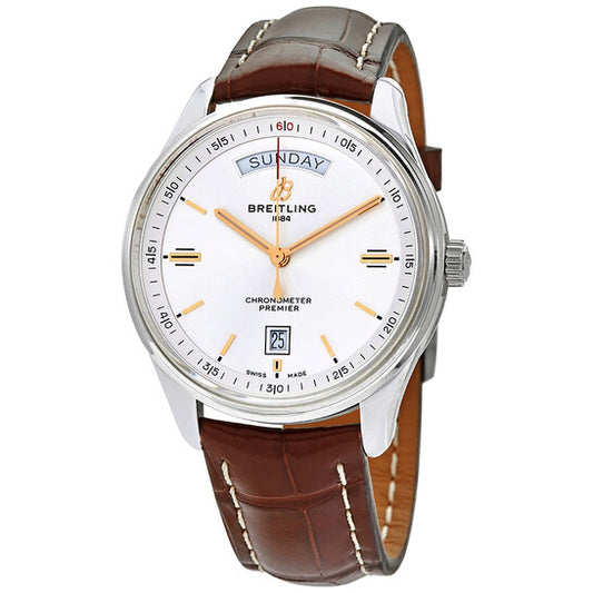 ساعة بريتلينج بريمير أوتوماتيك كرونومتر للرجال بمينا فضي