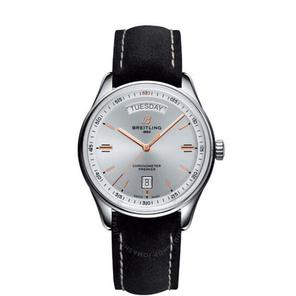 ساعة بريتلينج بريميير أوتوماتيك للرجال بمينا فضي