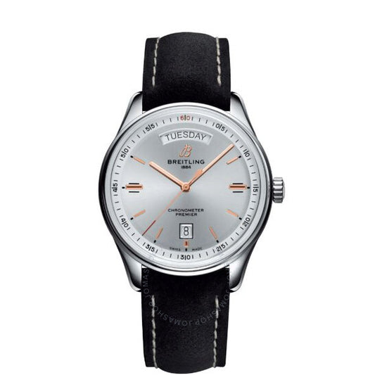 ساعة بريتلينج بريميير أوتوماتيك للرجال بمينا فضي