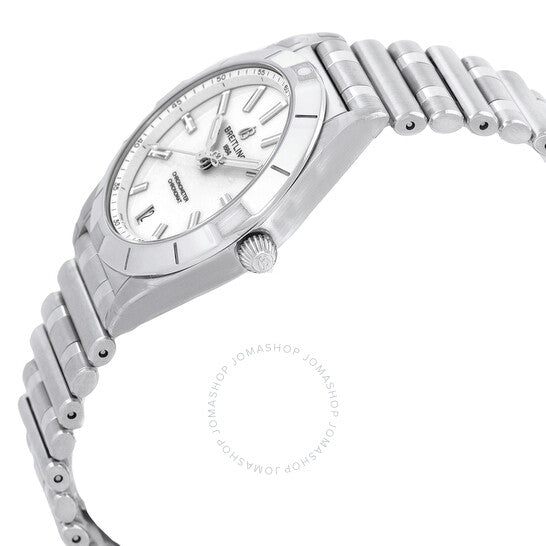 ساعة بريتلينج كوارتز كرونومات للسيدات بمينا أبيض