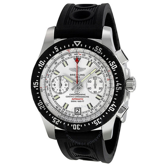 Breitling, Skyracer Raven Silver Dial Chronograph Black Rubber Men's Watch