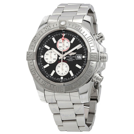 Breitling, Super Avenger II Black Dial Black Leather Men's Watch