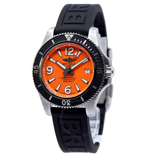 ساعة بريتلينج سوبر أوشن 42 أوتوماتيكية كرونومتر بمينا برتقالي للرجال A17366D7101S2