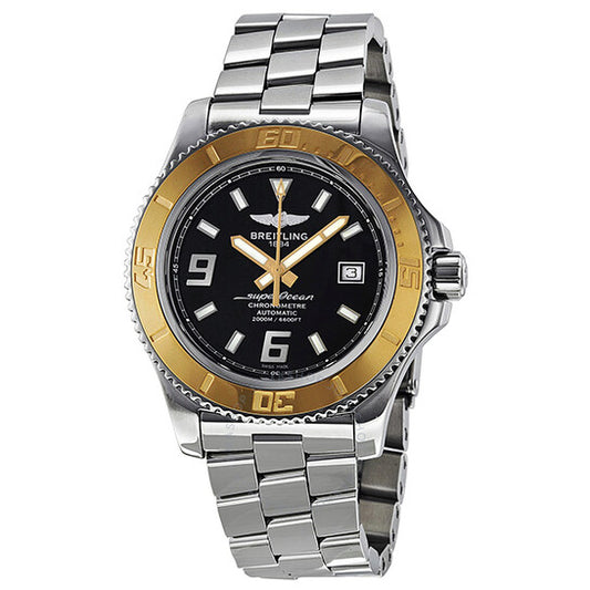ساعة بريتلينج سوبر أوشن 44 أوتوماتيكية للرجال بمينا أسود وستانلس ستيل C1739112-BA77
