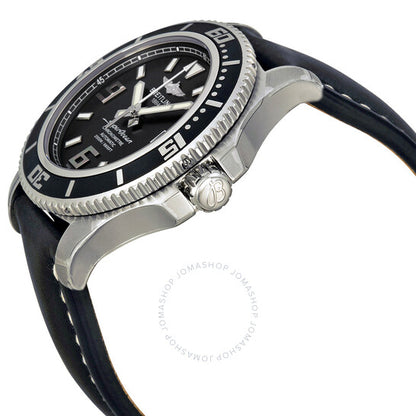 Breitling, SuperOcean 44 Black Dial Black Leather Men's Watch