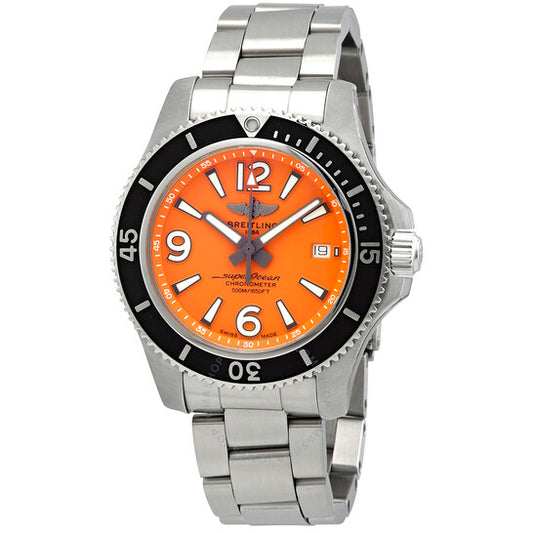 ساعة بريتلينج سوبر أوشن أوتوماتيكية كرونومتر بمينا برتقالي للرجال A17366D7101A1