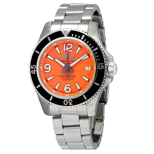 ساعة بريتلينج سوبر أوشن أوتوماتيكية كرونومتر بمينا برتقالي للرجال A17366D71O1A1