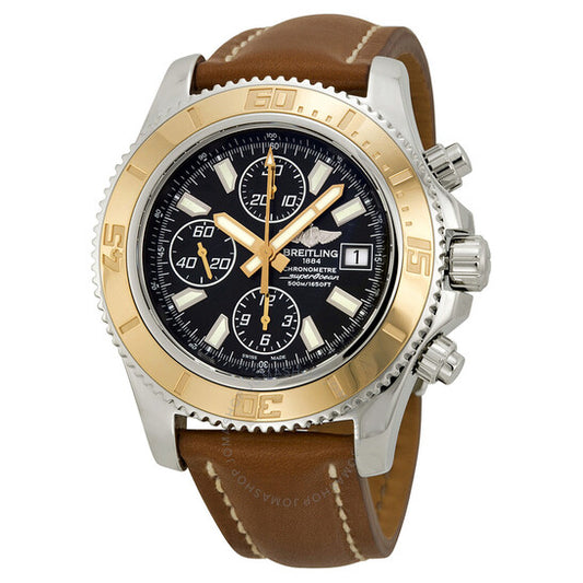 Breitling, Superocean Chronograph II Black Dial Brown Leather Men's Watch C1334112-BA84BRLD