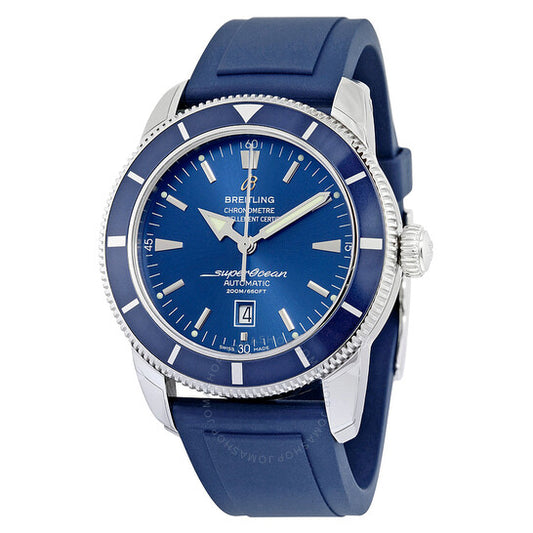 ساعة بريتلينغ سوبر أوشن هيريتيج 46 أوتوماتيكية للرجال بمينا أزرق ومطاط أزرق A1732016-C734BLPT