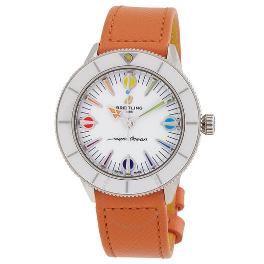 ساعة بريتلينج سوبر أوشن هيريتيج 57 باستيل بارادايس أوتوماتيكية بمينا أبيض للسيدات