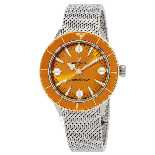 ساعة بريتلينج سوبر أوشن هيريتيج أوتوماتيكية بمينا برتقالي للسيدات
