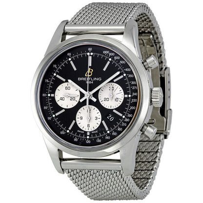 Breitling, Transocean Black Dial Chronograph Automatic Men's Watch AB015112-BA59SS