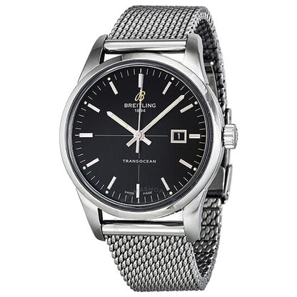 Breitling, Transocean Black Dial Stainless Steel Men's Watch A1036012-BA91SS