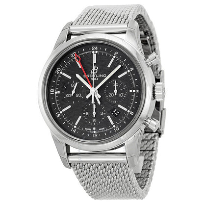 Breitling, Transocean Black Dial Stainless Steel Men's Watch AB045112-BC67SS