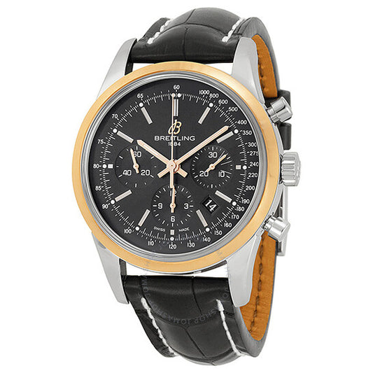 Breitling, TransOcean Chrono Black Dial Brown Leather Men's Watch