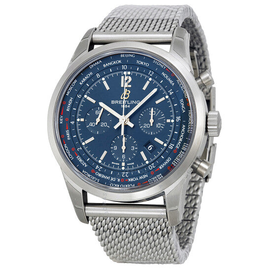 Breitling, Transocean Chronograph Unitime Blue Dial Men's Watch AB0510U9-C879SS