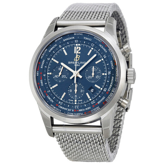 Breitling, Transocean Chronograph Unitime Blue Dial Men's Watch AB0510U9-C879SS