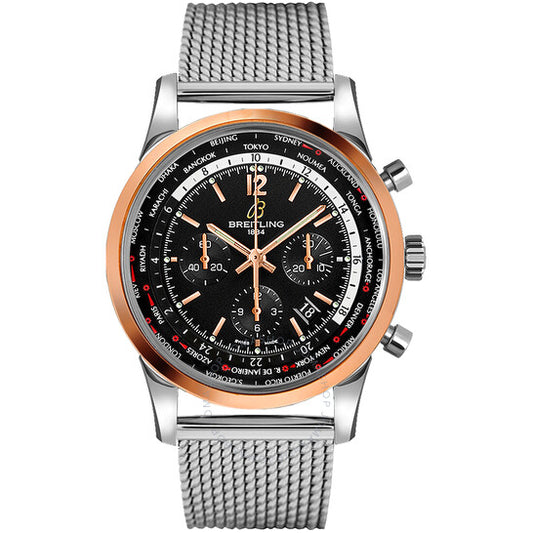 Breitling, Transocean Chronograph Unitime Pilot Black Dial Men's Watch UB0510U4-BC26SS