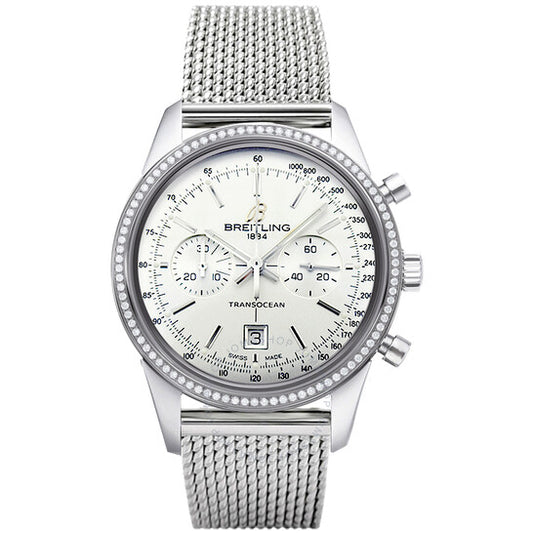 Breitling, Transocean Chronograph White Dial Stainless Steel Men's Watch A4131053-G757SS