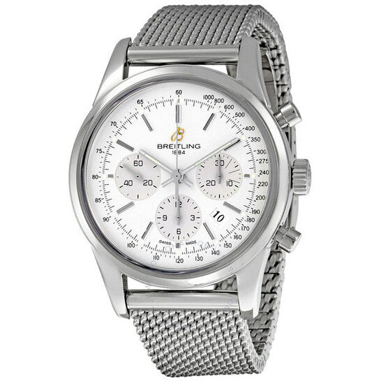 Breitling, Transocean Silver Dial Chronograph Men's Watch AB015112-G715SS