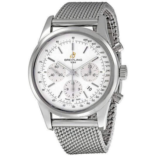 Breitling, Transocean Silver Dial Chronograph Men's Watch AB015112-G715SS