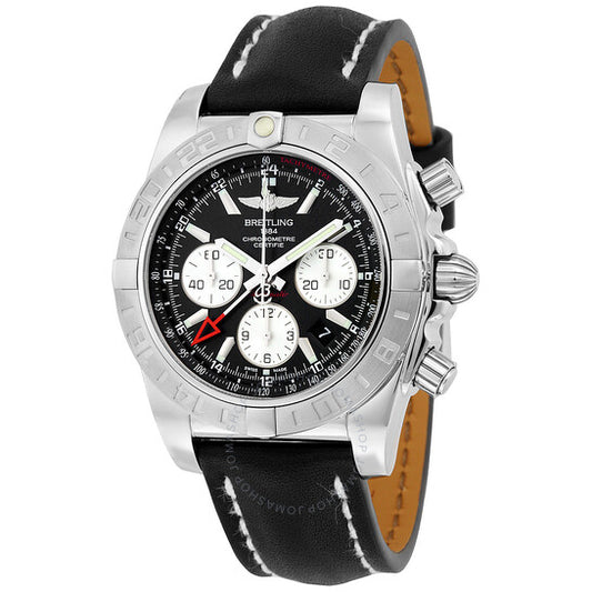 Breitling, Chronomat 44 GMT Automatic Black Dial Black Leather Men's Watch AB042011-BB56BKLT