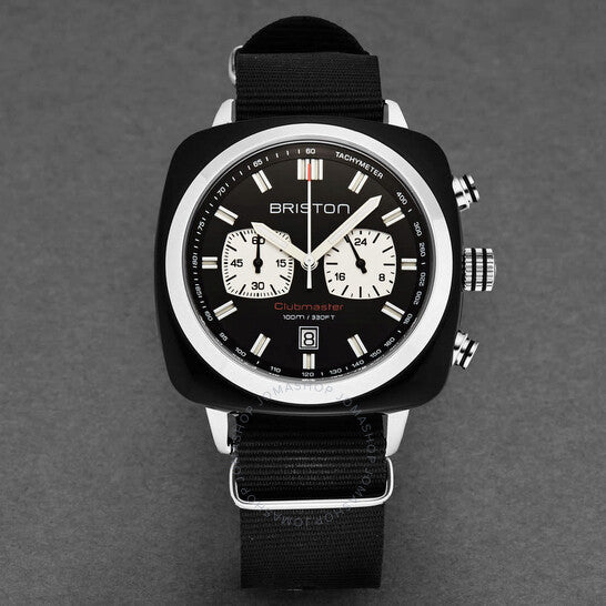 ساعة بريستون كلوب ماستر كرونوغراف كوارتز للرجال بمينا سوداء