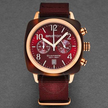 ساعة بريستون كلوب ماستر كرونوغراف كوارتز للرجال بمينا أحمر