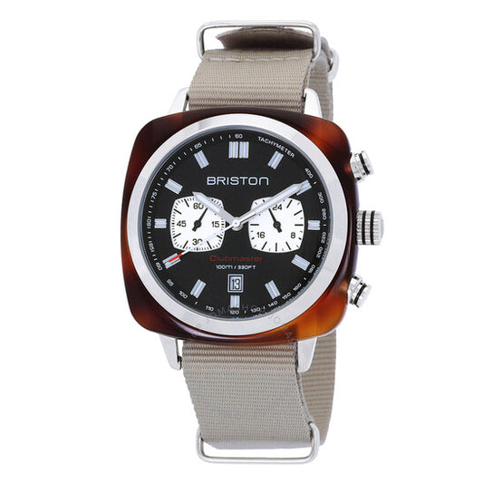 ساعة بريستون كلوب ماستر سبورت كرونوغراف جي إم تي كوارتز للرجال بمينا أسود