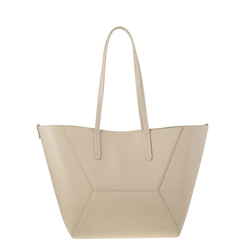 Avorio Leather Structured Tote Bag