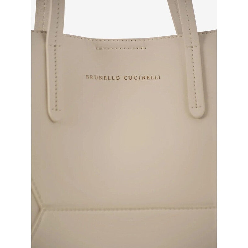 Avorio Leather Structured Tote Bag