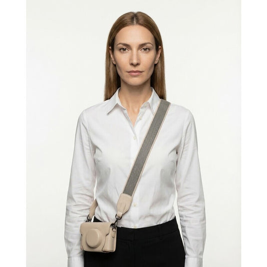 Beige Leather Shoulder Strap Bag