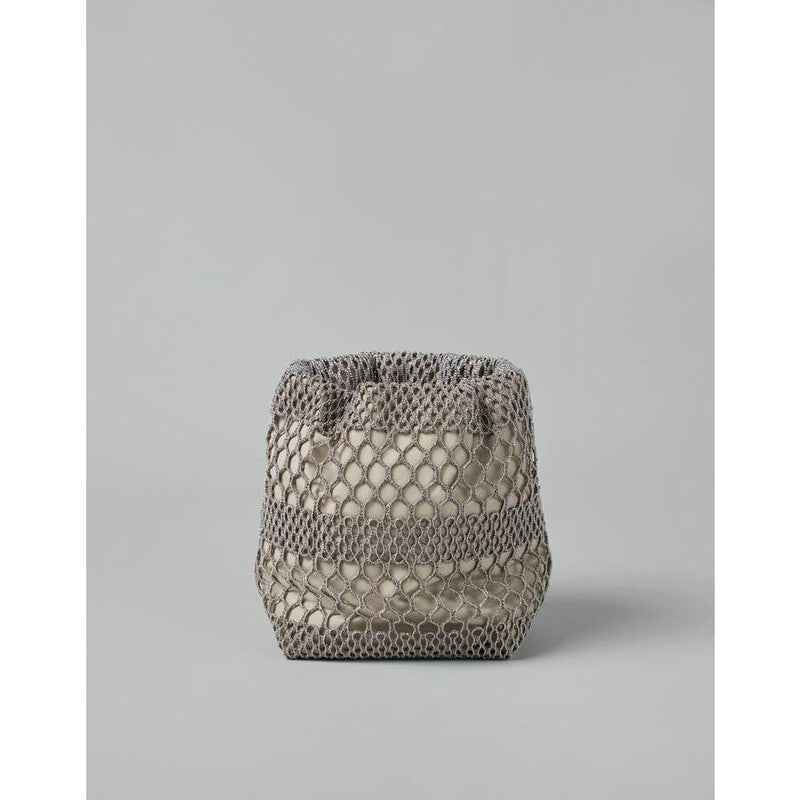 Beige Mesh Pouch Bag