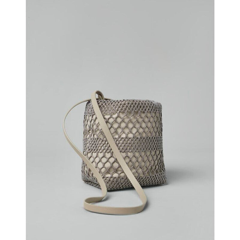 Beige Mesh Pouch Bag