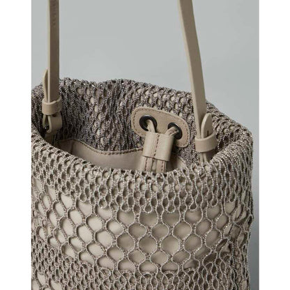 Beige Mesh Pouch Bag