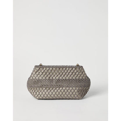 Beige Netted Clutch Bag