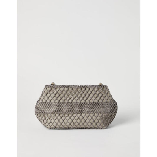 Beige Netted Clutch Bag