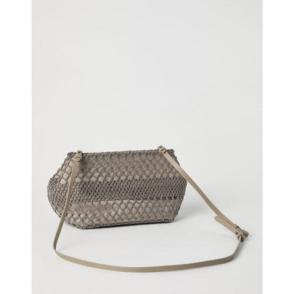 Beige Netted Clutch Bag