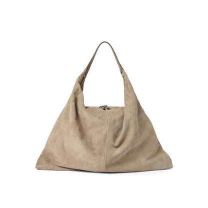 Beige Suede Slouchy Bag