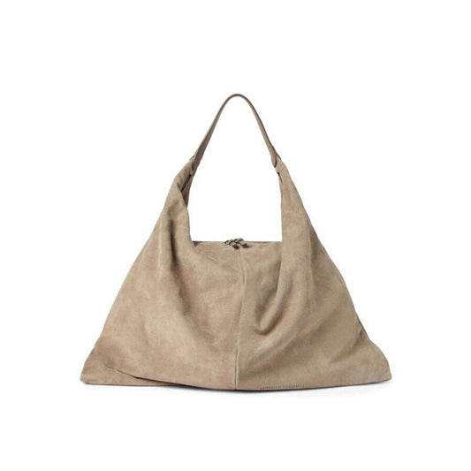 Beige Suede Slouchy Bag