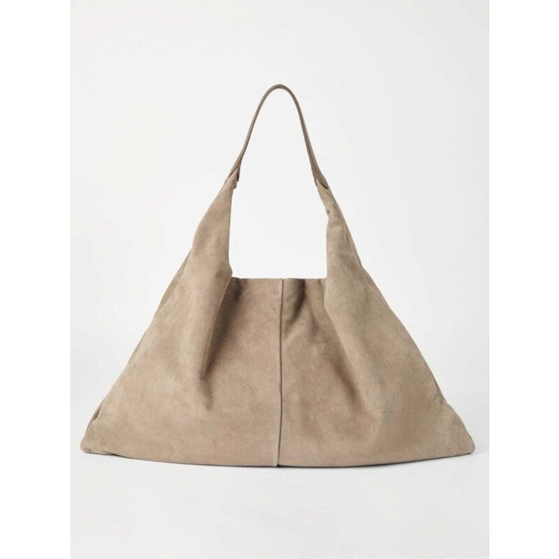 Beige Suede Slouchy Bag