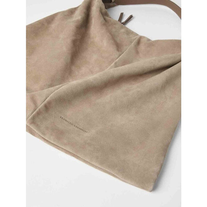 Beige Suede Slouchy Bag