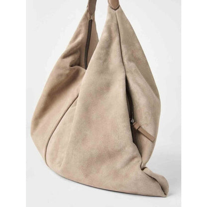 Beige Suede Slouchy Bag