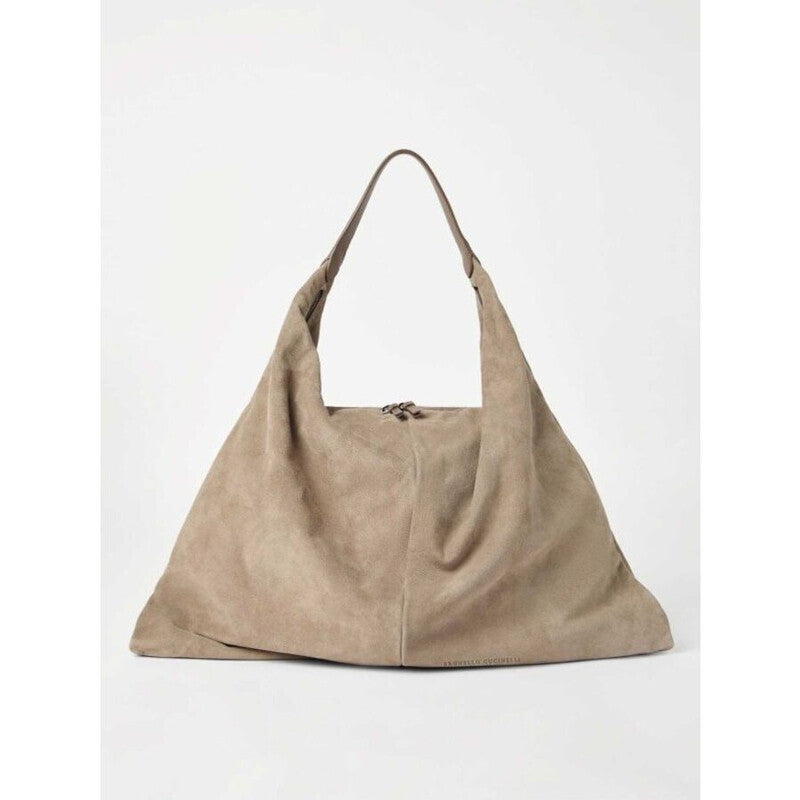 Beige Suede Slouchy Bag